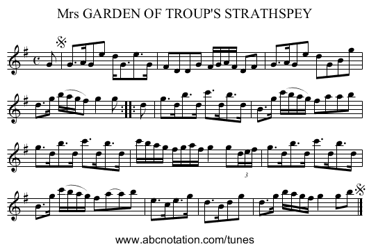 Mrs GARDEN OF TROUP'S STRATHSPEY - staff notation