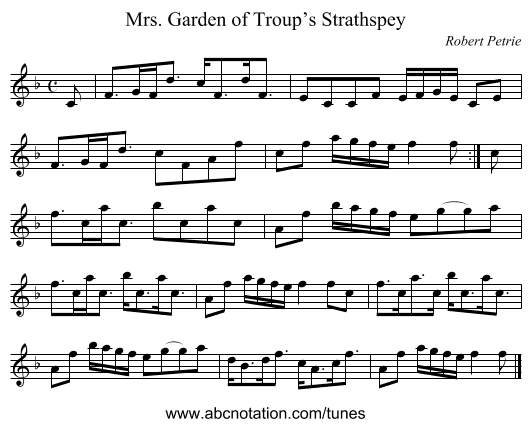 Mrs. Garden of Troup’s Strathspey - staff notation
