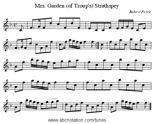 Mrs. Garden (of Troup's) Strathspey - staff notation