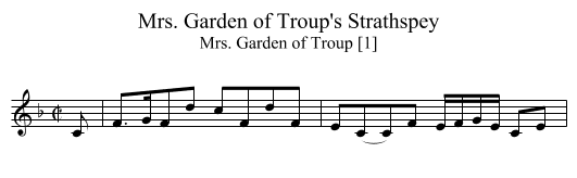 Mrs. Garden of Troup's Strathspey - staff notation