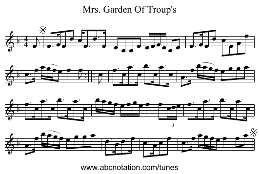 Mrs. Garden Of Troup's - staff notation