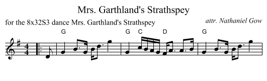 Mrs. Garthland's Strathspey - staff notation
