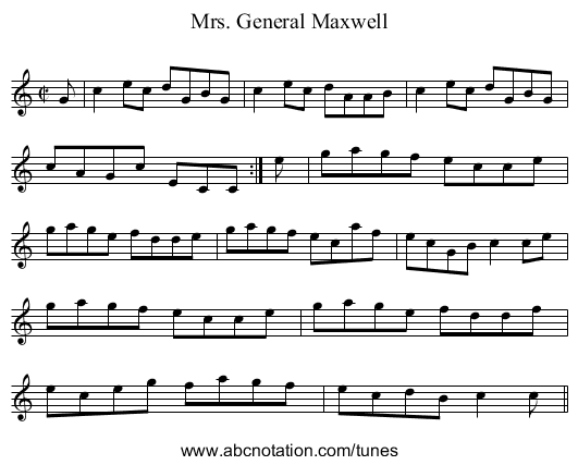 Mrs. General Maxwell - staff notation