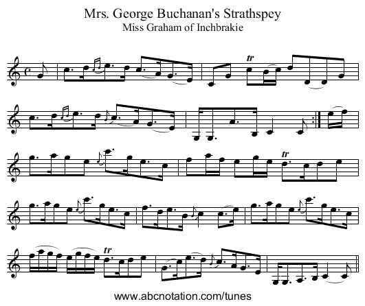 Mrs. George Buchanan's Strathspey - staff notation