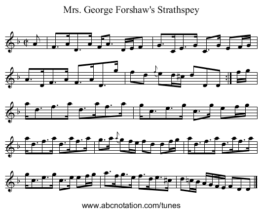 Mrs. George Forshaw's Strathspey - staff notation