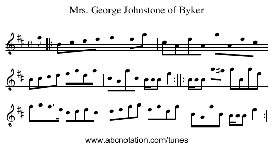 Mrs. George Johnstone of Byker - staff notation