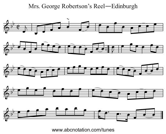 Mrs. George Robertson’s Reel—Edinburgh - staff notation