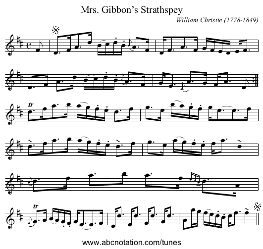 Mrs. Gibbon’s Strathspey - staff notation