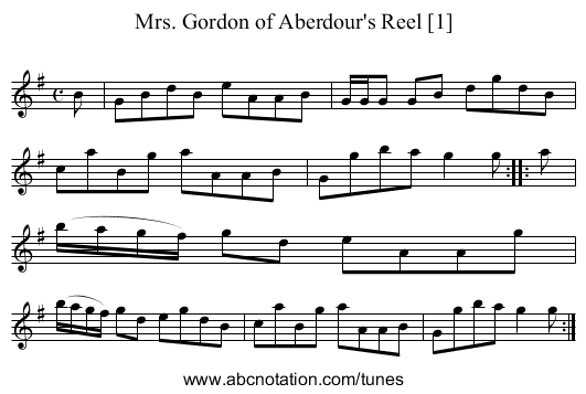 Mrs. Gordon of Aberdour's Reel [1] - staff notation