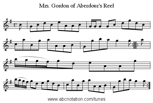 Mrs. Gordon of Aberdour's Reel - staff notation