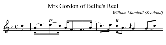 Mrs Gordon of Bellie's Reel - staff notation