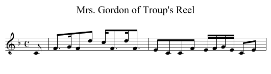 Mrs. Gordon of Troup's Reel - staff notation