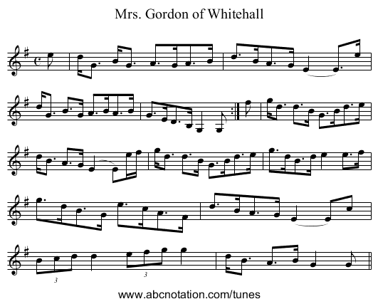 Mrs. Gordon of Whitehall - staff notation