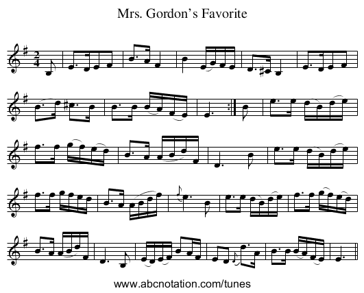 Mrs. Gordon’s Favorite - staff notation