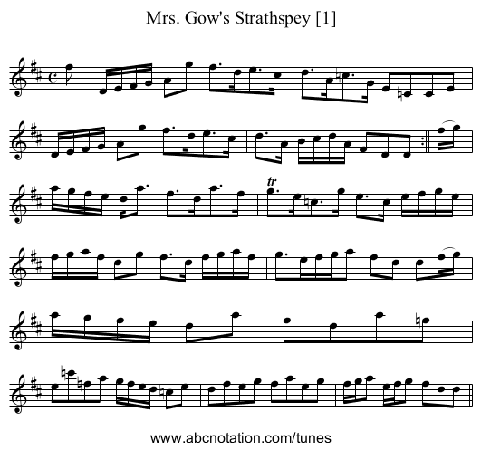 Mrs. Gow's Strathspey [1] - staff notation