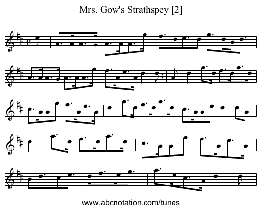Mrs. Gow's Strathspey [2] - staff notation