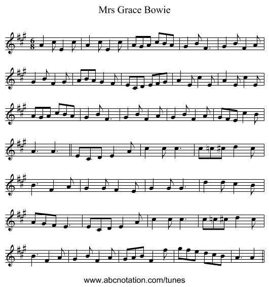 Mrs Grace Bowie - staff notation