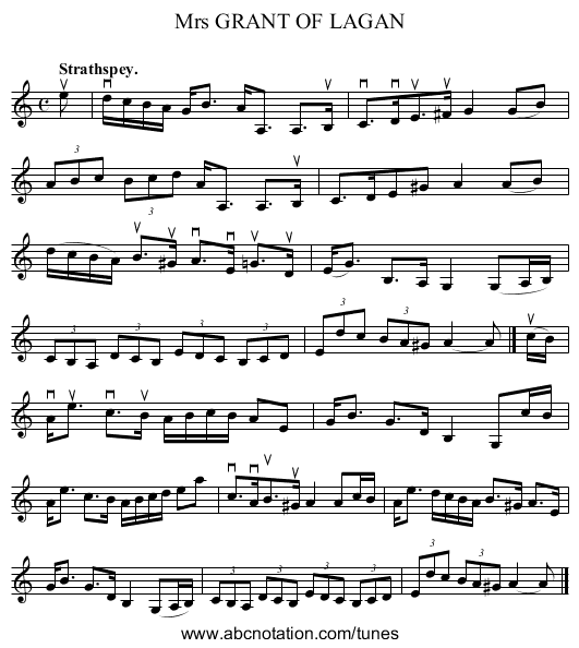 Mrs GRANT OF LAGAN - staff notation