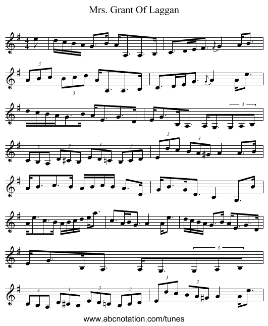 Mrs. Grant Of Laggan - staff notation