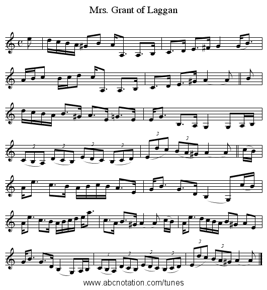 Mrs. Grant of Laggan - staff notation