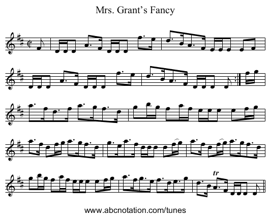 Mrs. Grant’s Fancy - staff notation