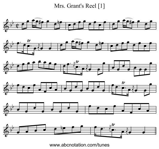 Mrs. Grant's Reel [1] - staff notation