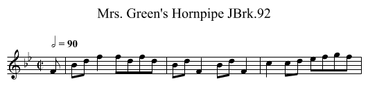 Mrs. Green's Hornpipe JBrk.92 - staff notation