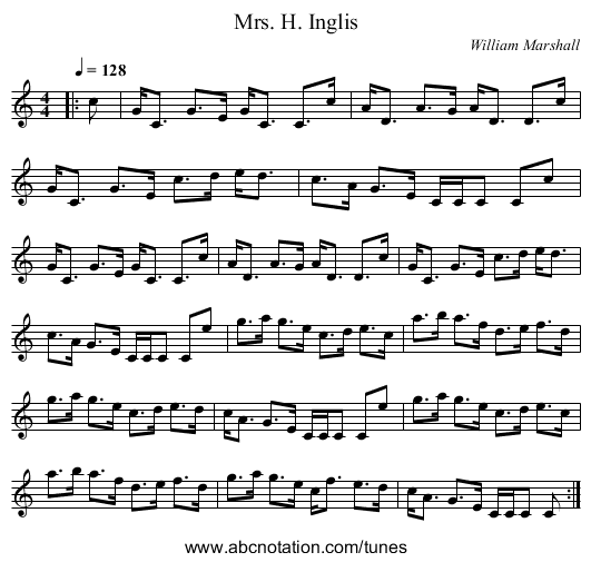 Mrs. H. Inglis - staff notation