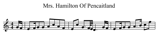 Mrs. Hamilton Of Pencaitland - staff notation