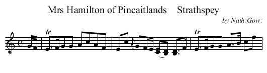 Mrs Hamilton of Pincaitlands    Strathspey - staff notation