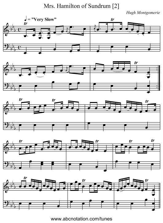Mrs. Hamilton of Sundrum [2] - staff notation