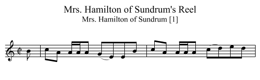 Mrs. Hamilton of Sundrum's Reel - staff notation