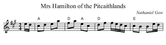 Mrs Hamilton of the Pitcaithlands - staff notation