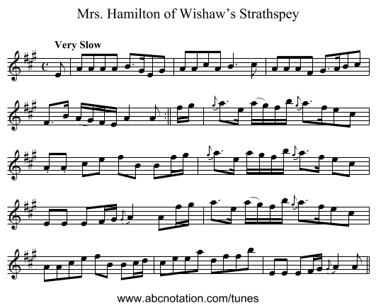 Mrs. Hamilton of Wishaw’s Strathspey - staff notation