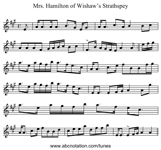 Mrs. Hamilton of Wishaw’s Strathspey - staff notation