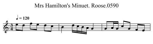 Mrs Hamilton's Minuet. Roose.0590 - staff notation