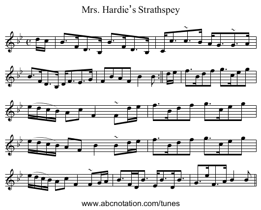 Mrs. Hardie’s Strathspey - staff notation