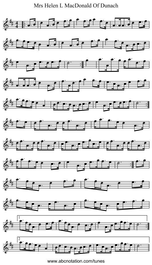 Mrs Helen L MacDonald Of Dunach - staff notation