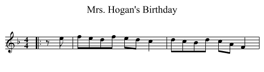 Mrs. Hogan's Birthday - staff notation