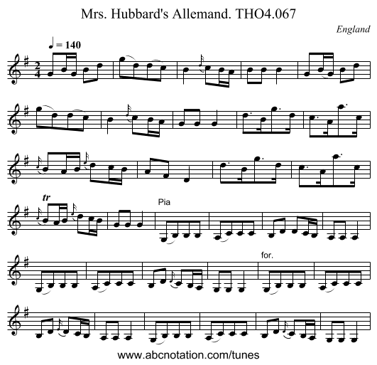 Mrs. Hubbard's Allemand. THO4.067 - staff notation