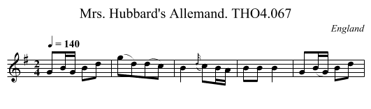 Mrs. Hubbard's Allemand. THO4.067 - staff notation