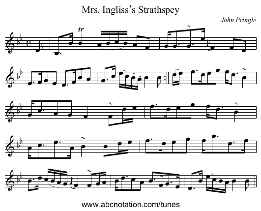 Mrs. Ingliss’s Strathspey - staff notation