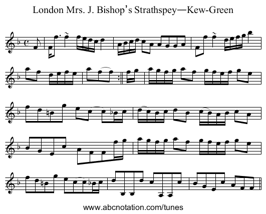 Mrs. J. Bishop’s Strathspey—Kew-Green, London - staff notation