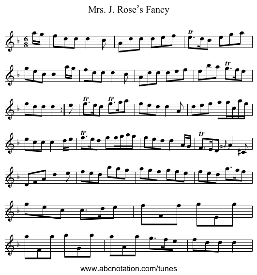 Mrs. J. Rose’s Fancy - staff notation