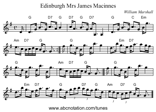 Mrs James Macinnes, Edinburgh - staff notation