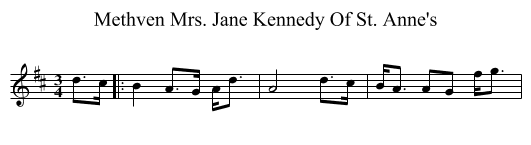 Mrs. Jane Kennedy Of St. Anne's, Methven - staff notation