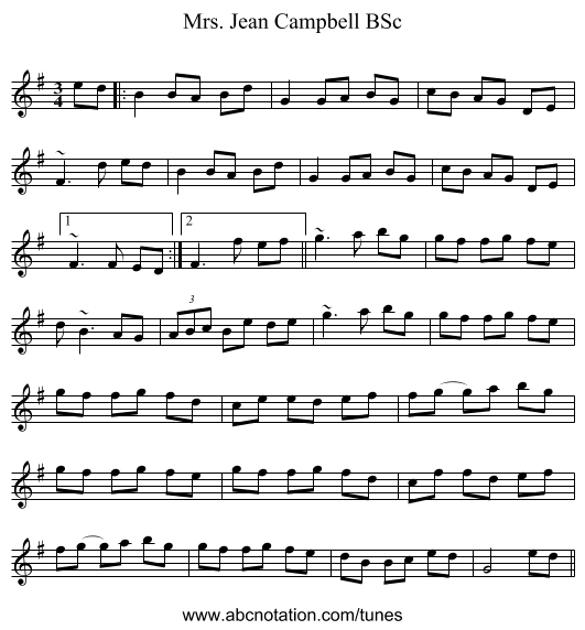 Mrs. Jean Campbell BSc - staff notation