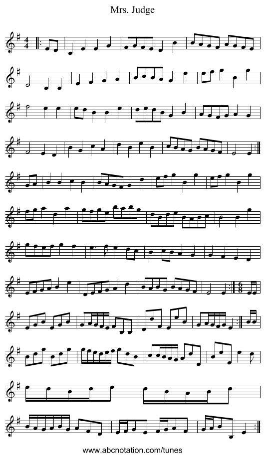 Mrs. Judge - staff notation