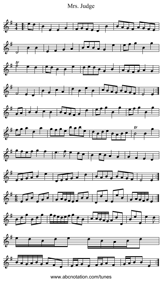 Mrs. Judge - staff notation