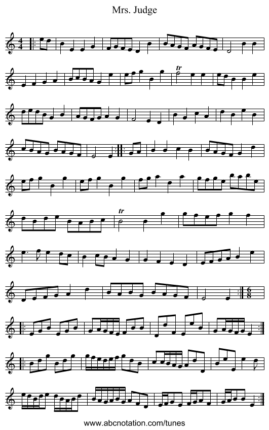 Mrs. Judge - staff notation